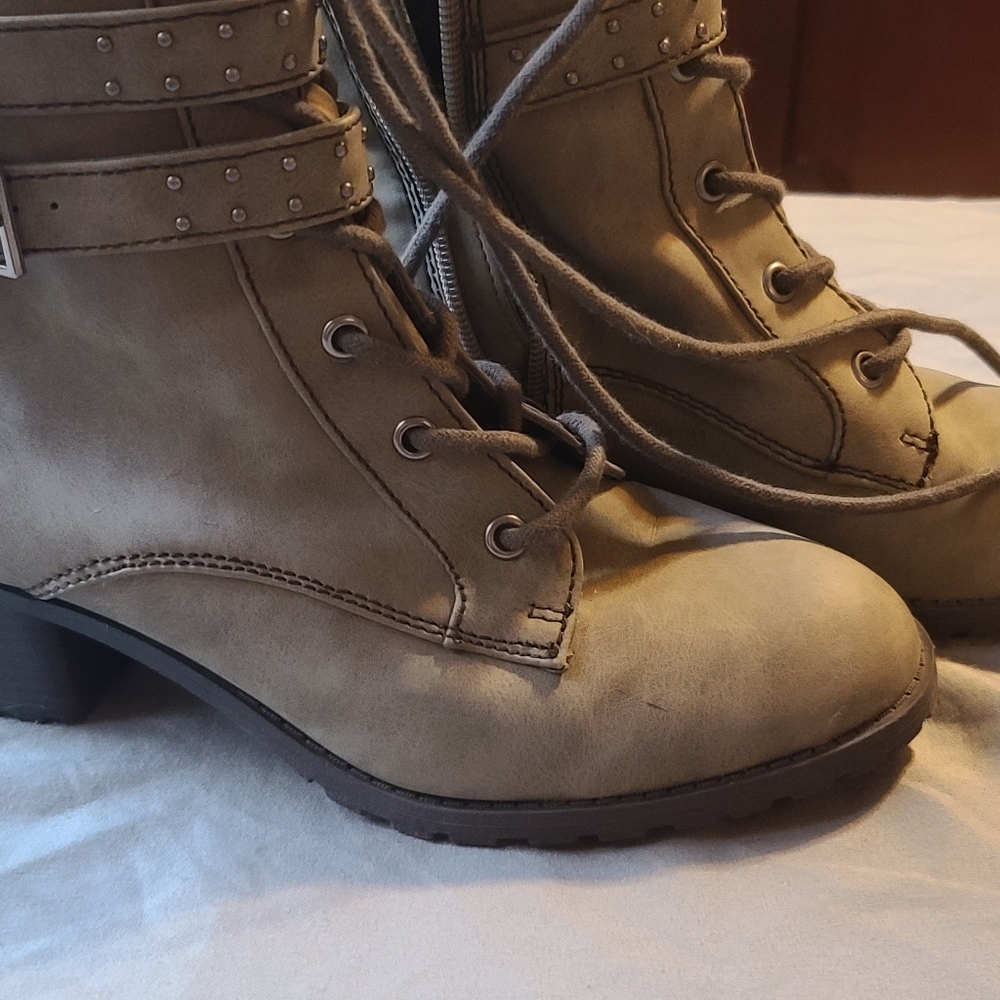 Tan Boots with Studded Straps